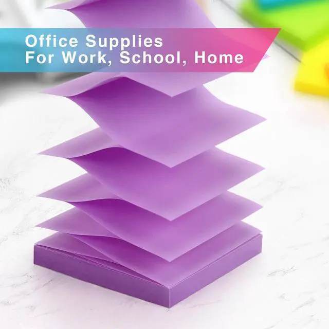 Alt view image 5 of 7 - Sticky Notes 3x3 Pop Up Self-Stick Notes Pads with 6 Bright Colors, Easy to Post for Office, School, Home, 6 Pads/Pack, 100 Sheets/Pad(Pop Up)