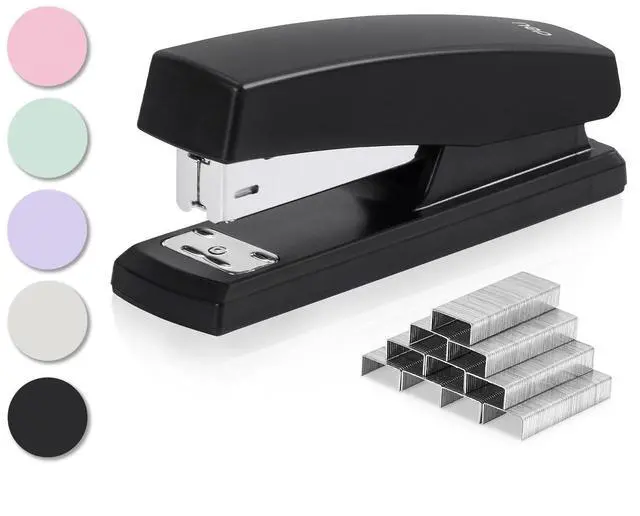 Main image of Deli Stapler, Desktop Staplers with 640 Staples, 25 Sheet Capacity, Black