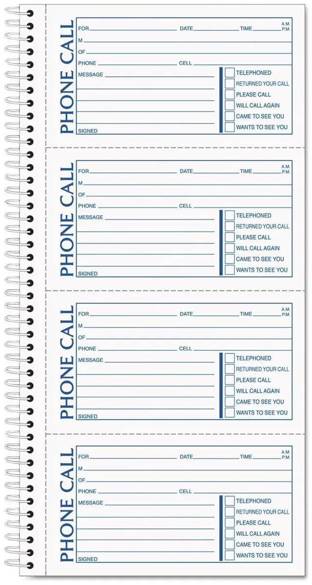 Main image of Phone Message Forms Book, Carbonless Duplicate, 2.75 x 5 Inches, 400 Sets per Book (4003)