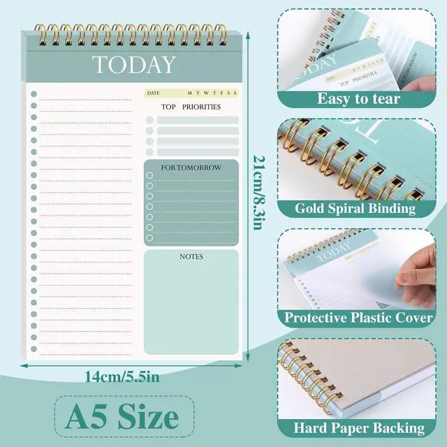 Alt view image 4 of 7 - 2 Packs To Do List Notepad, 104 Pages To Do List Notebook A5 Undated Daily Planner Notepad with Task Checklist Home Office School Supplies