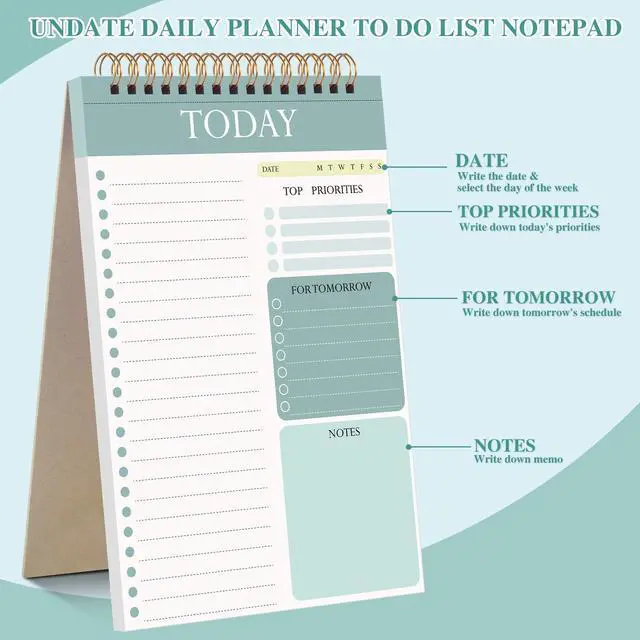 Alt view image 5 of 7 - 2 Packs To Do List Notepad, 104 Pages To Do List Notebook A5 Undated Daily Planner Notepad with Task Checklist Home Office School Supplies