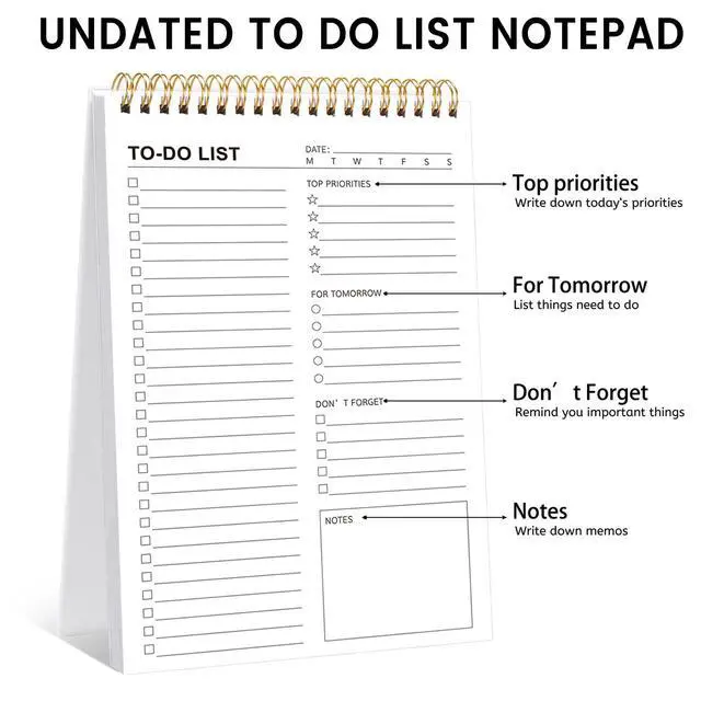 Alt view image 7 of 7 - To Do List Notepad, 120 Pages 6.7x9.8" to Do List Notebook Undated Daily Planner Notepad with Task Checklist Home Office School Supplies