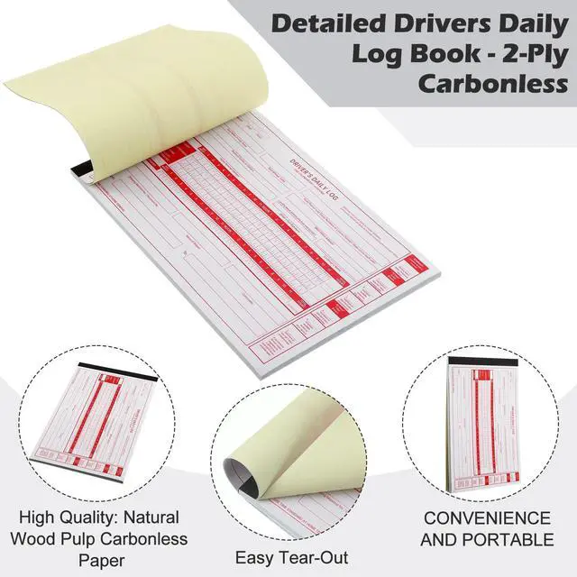 Alt view image 2 of 6 - 10 Pack 2026 2027 New Log Book for Truck Drivers 8.5" x 5.5" Daily Log Book with Detailed Driver Vehicle Inspection Report Recap for Truck, 2-ply Carbonless (Typical)