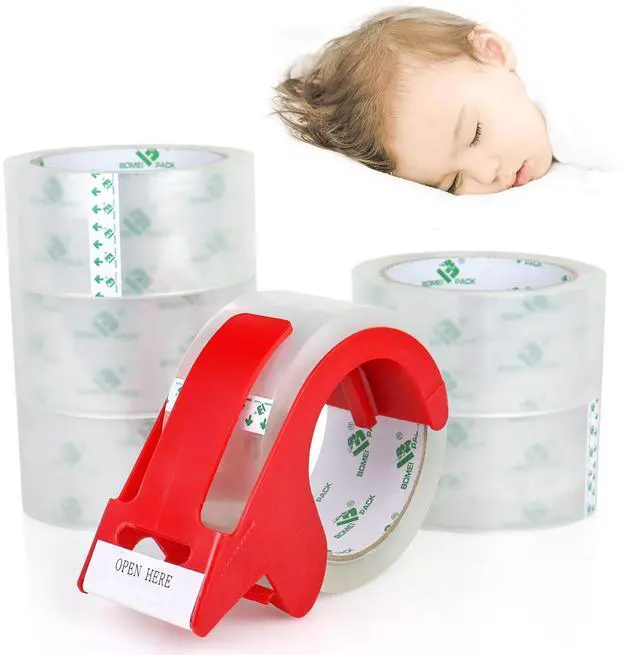 Main image of No Noise Quiet Clear Packing Tape, Heavy Duty Packaging Tape, Refill Rolls for Sealing Packing and Shipping, 2.4Mil 1.88Inch 55Yards 6rolls, with Free Dispenser