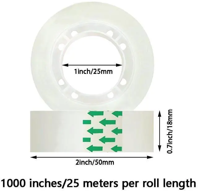 Alt view image 2 of 6 - 6 Rolls Transparent Tape Refills Rolls, Clear Tape, 3/4 x 1000 in, 1 in Core Gift Wrapping Tape for Office, Home, School