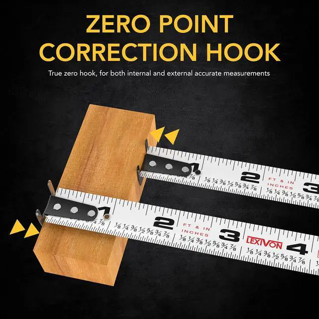 Alt view image 7 of 7 - 25Ft/7.5m AutoLock Tape Measure | 1-Inch Wide Blade with Nylon Coating, Matte Finish White & Yellow Dual Sided Rule Print | Ft/Inch/Fractions/Metric (LX-205)