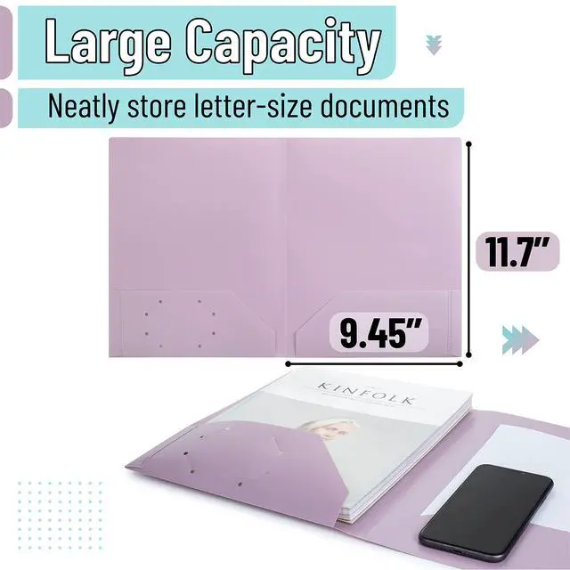Alt view image 3 of 7 - Plastic Folders with Pockets, 5 pcs