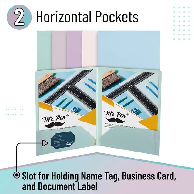Alt view image 4 of 7 - Plastic Folders with Pockets, 5 pcs