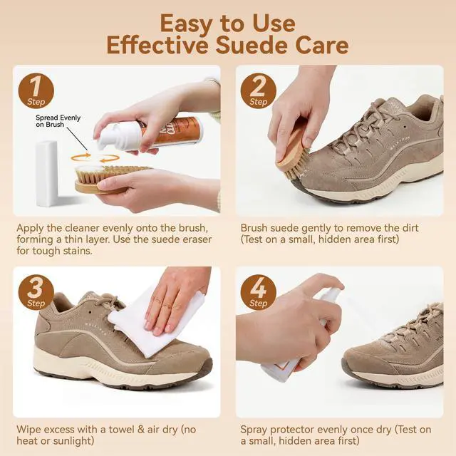 Alt view image 7 of 7 - Suede Shoe Cleaner Kit for Sneakers, 5-in-1 Foam Shoe Cleaner and Spray Protector with Shoe Brush, Eraser & Towel, Effective for Suede Shoes, Birkenstock, Nubuck, Bags, Jackets, Hat, Couch
