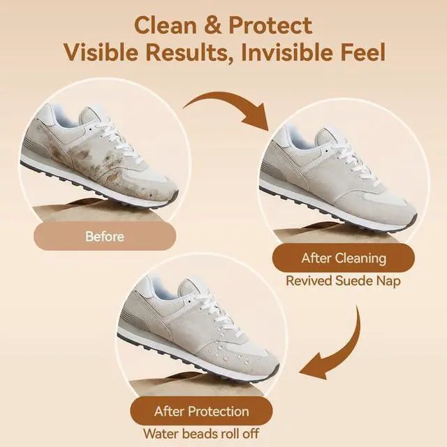 Alt view image 5 of 7 - Suede Shoe Cleaner Kit for Sneakers, 5-in-1 Foam Shoe Cleaner and Spray Protector with Shoe Brush, Eraser & Towel, Effective for Suede Shoes, Birkenstock, Nubuck, Bags, Jackets, Hat, Couch