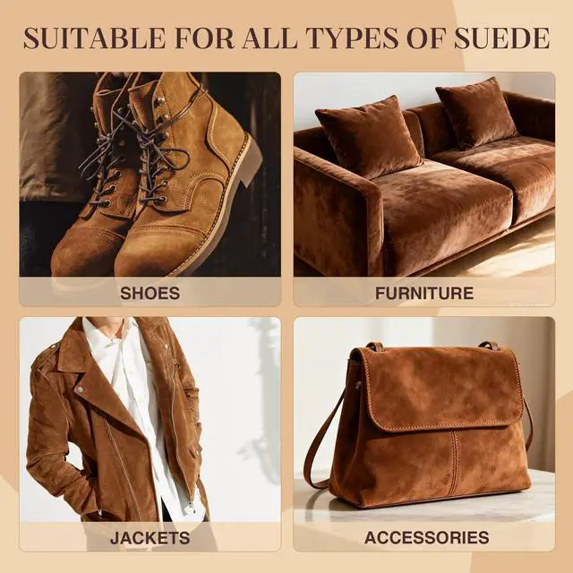 Alt view image 3 of 7 - Suede & Nubuck Care Kit for Clog & Sandal, 5-Piece Set with Cleaner, Protector, Suede Brush & Eraser Clean, Microfiber Cloth, Premium Care Kit Protect for Shoes, Boots, Uggs, Jackets, Bags and Apparel