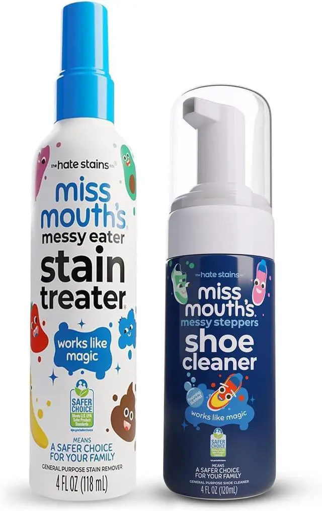 Main image of Messy Eater Stain Treater and Messy Steppers Shoe Cleaner Magic Duo - Stain Remover for Clothes, Carpet, Upholstery and Shoe Cleaner for Sneakers, Leather, Cloth, Mesh