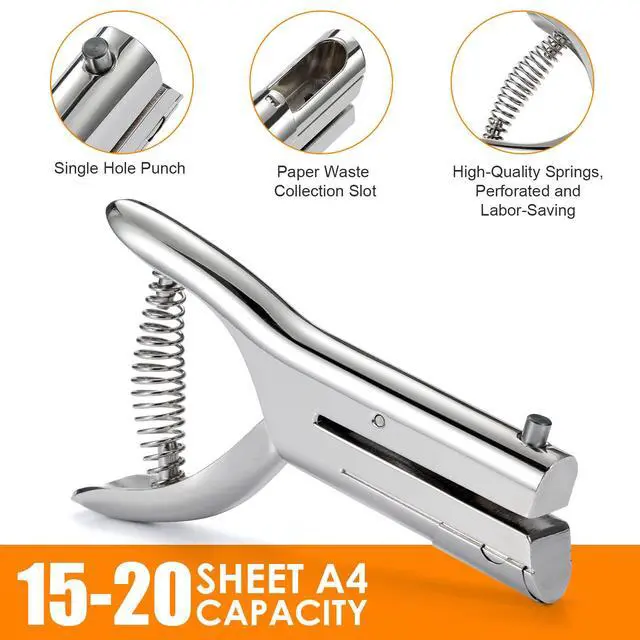 Alt view image 4 of 6 - Hole Punch 2" Reach 1/4 inch Single Hole Punch,Heavy Duty Hole Puncher Single,Portable Hand Held Long Paper Punch for Paper Cards Plastic Cardboard (Silver) (1/4"-6mm Hole)