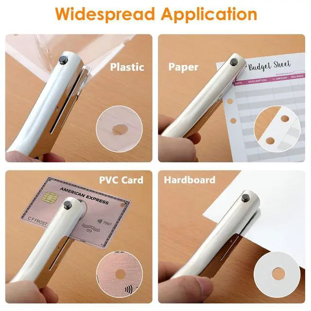 Alt view image 2 of 6 - Hole Punch 2" Reach 1/4 inch Single Hole Punch,Heavy Duty Hole Puncher Single,Portable Hand Held Long Paper Punch for Paper Cards Plastic Cardboard (Silver) (1/4"-6mm Hole)