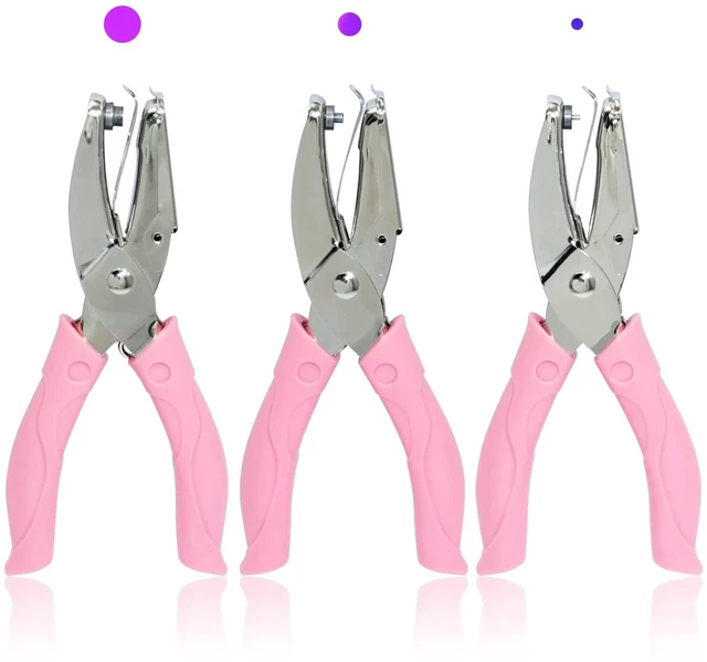 Main image of 3 Pcs Metal Handheld Paper Punch Single-Hole Punch for DIY Craft | Single-Hole Tag Punches with Plastic Handle for 3 Size Circle Holes for DIY Crafts, Tags & Card Making, Etc