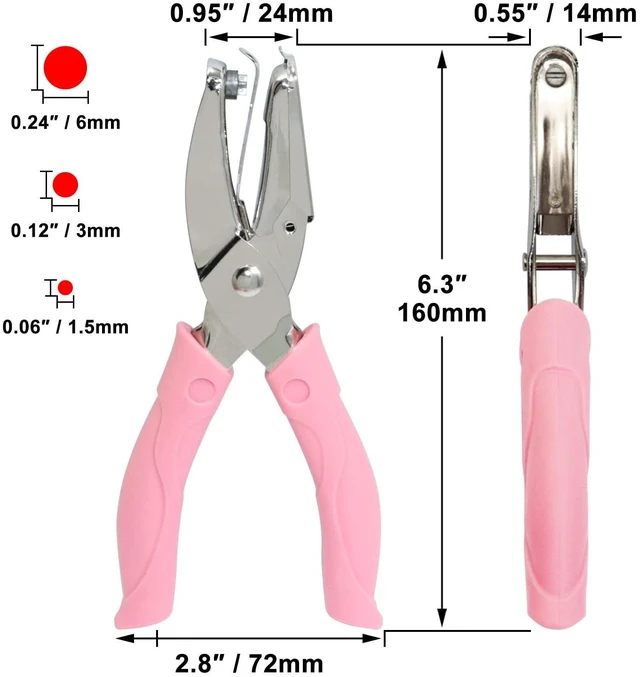 Alt view image 2 of 7 - 3 Pcs Metal Handheld Paper Punch Single-Hole Punch for DIY Craft | Single-Hole Tag Punches with Plastic Handle for 3 Size Circle Holes for DIY Crafts, Tags & Card Making, Etc