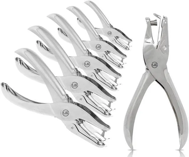 Main image of Hole Puncher, 6 Pack, 8 Sheet Capacity Single Hole Punch, Silver Color, Paper Punch for Paper, 1 Hole Puncher Single