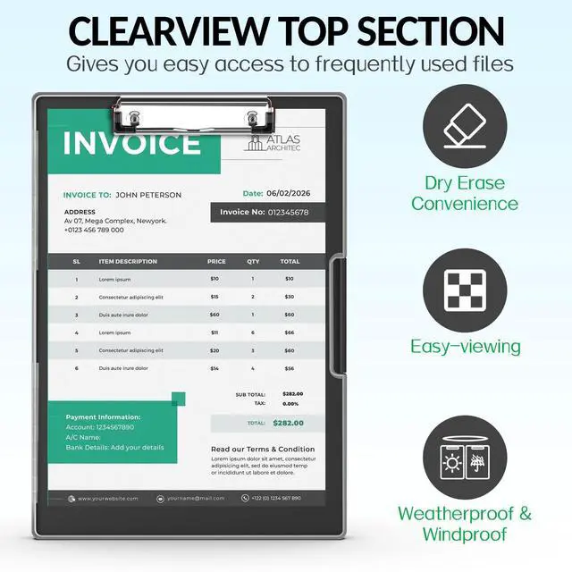 Alt view image 2 of 7 - Clipboard with Storage, Heavy Duty Cleaview Clip Boards 8.5x11 with Dual Storage, Dry Erase Plastic Nursing Clipboard, High Capacity Clipboards Folder for Teacher Nurse, School & Office Supplies