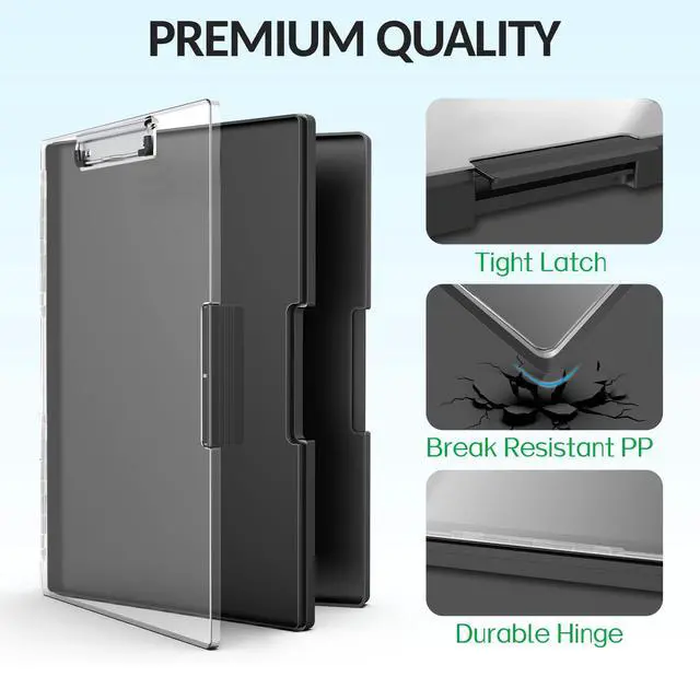 Alt view image 4 of 7 - Clipboard with Storage, Heavy Duty Cleaview Clip Boards 8.5x11 with Dual Storage, Dry Erase Plastic Nursing Clipboard, High Capacity Clipboards Folder for Teacher Nurse, School & Office Supplies