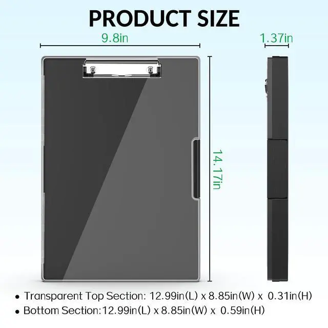 Alt view image 6 of 7 - Clipboard with Storage, Heavy Duty Cleaview Clip Boards 8.5x11 with Dual Storage, Dry Erase Plastic Nursing Clipboard, High Capacity Clipboards Folder for Teacher Nurse, School & Office Supplies