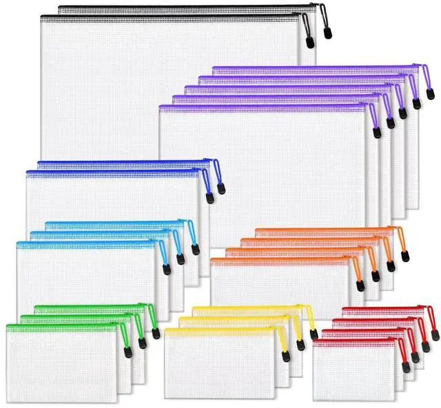 Main image of 26pcs Mesh Zipper Pouch Bags, 8 Sizes Plastic Zippered Storage Bags for Organizing, Clear Pouches with Zipper, Waterproof Mesh Pouch for Office Supplies, Home Organize, Travel Storage