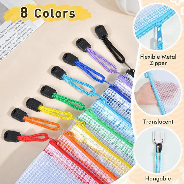 Alt view image 3 of 7 - 26pcs Mesh Zipper Pouch Bags, 8 Sizes Plastic Zippered Storage Bags for Organizing, Clear Pouches with Zipper, Waterproof Mesh Pouch for Office Supplies, Home Organize, Travel Storage