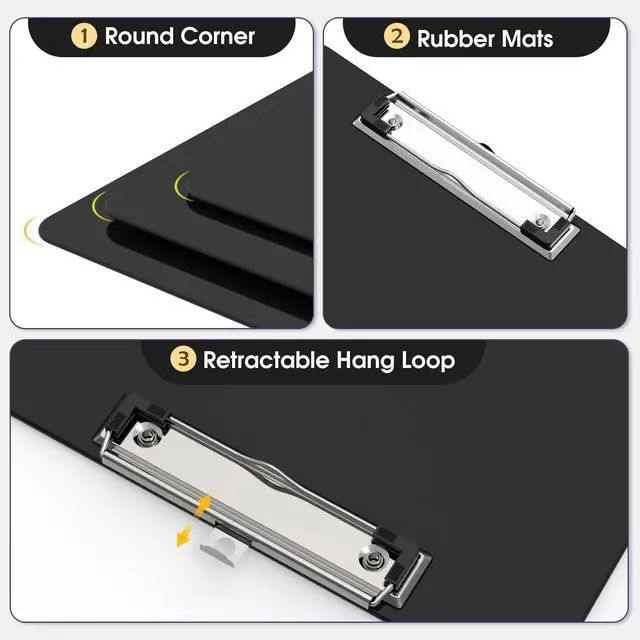 Alt view image 2 of 7 - Plastic Clipboards Set of 2, Black 8.5x11 Clip Board