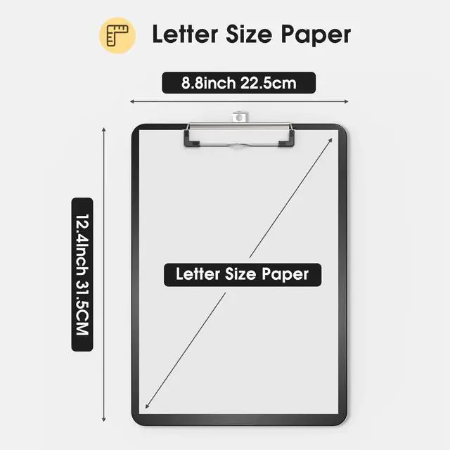 Alt view image 3 of 7 - Plastic Clipboards Set of 2, Black 8.5x11 Clip Board
