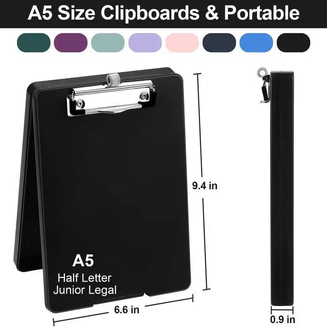 Alt view image 2 of 7 - Small Clipboard with Storage, A5 Clipboards with Pen Holder, Half Letter Clip Boards 6x9 Mini Plastic Clipboard with Low Profile Clip for Classroom, School, Office Supplies (Black)