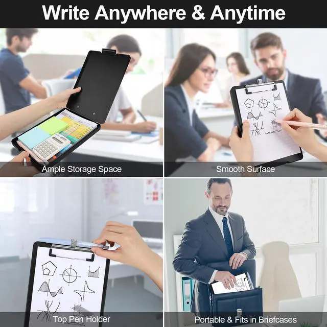 Alt view image 6 of 7 - Small Clipboard with Storage, A5 Clipboards with Pen Holder, Half Letter Clip Boards 6x9 Mini Plastic Clipboard with Low Profile Clip for Classroom, School, Office Supplies (Black)