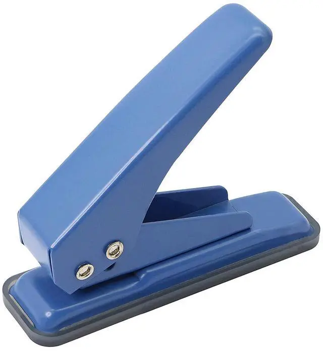 Main image of Single Hole Puncher Handheld 1/4 Inches Hole Punch, 20 Sheet Paper Punch Capacity Metal Hole Puncher with Skid-Resistant Base for Paper, Chipboard, Art Project, Blue