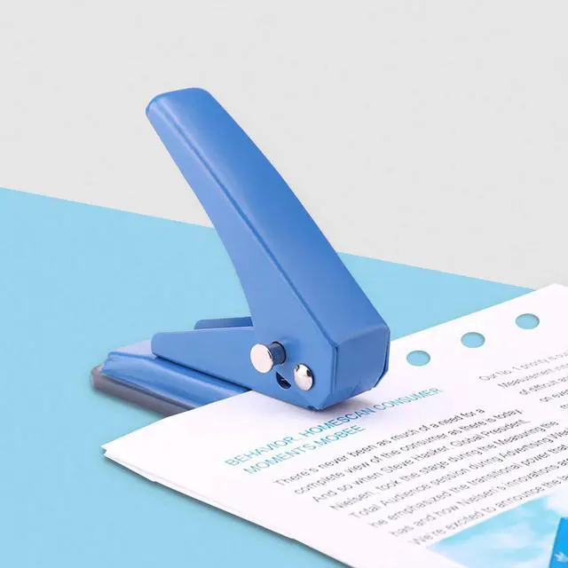 Alt view image 6 of 7 - Single Hole Puncher Handheld 1/4 Inches Hole Punch, 20 Sheet Paper Punch Capacity Metal Hole Puncher with Skid-Resistant Base for Paper, Chipboard, Art Project, Blue