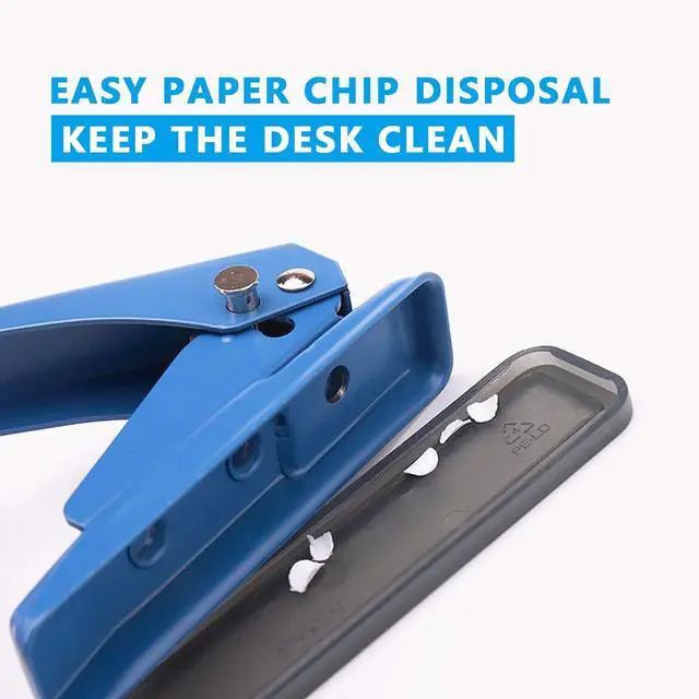 Alt view image 5 of 7 - Single Hole Puncher Handheld 1/4 Inches Hole Punch, 20 Sheet Paper Punch Capacity Metal Hole Puncher with Skid-Resistant Base for Paper, Chipboard, Art Project, Blue
