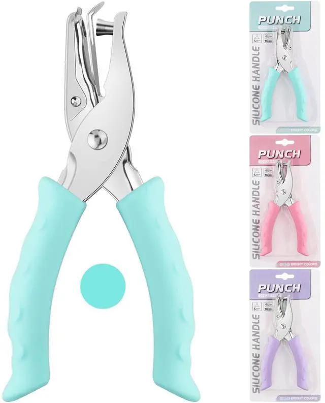 Main image of Hole Punch, Blue Single Hole Puncher Metal with Soft-Handled for DIY Craft Tags Clothing Ticket Scrapbook Tool, 3 Colors Options