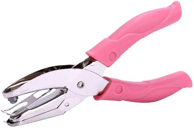 Main image of Star Shape Single Paper Hole Punch, 1 Pack 6.3 Inch Length 1/4 Inch of Diameter of Hole Handheld Puncher with Pink Soft Thick Leather Cover(Star 1/4 inch)