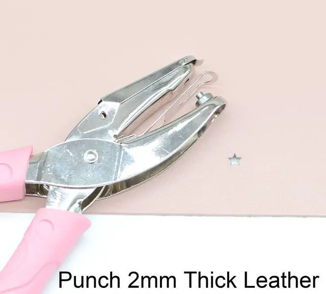 Alt view image 3 of 7 - Star Shape Single Paper Hole Punch, 1 Pack 6.3 Inch Length 1/4 Inch of Diameter of Hole Handheld Puncher with Pink Soft Thick Leather Cover(Star 1/4 inch)