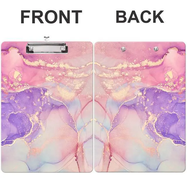 Alt view image 3 of 7 - Fashion Clipboard, A4 Letter Size Wooden Decorative Clipboards for Teacher, Nurse, Doctor,Student and Kids, Cute Design for Standard Size 12.2" x 8.9" (C-Pink Purple Marble)