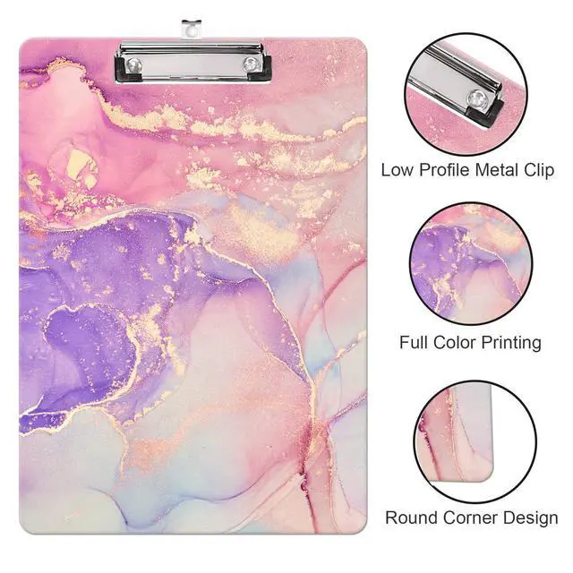 Alt view image 4 of 7 - Fashion Clipboard, A4 Letter Size Wooden Decorative Clipboards for Teacher, Nurse, Doctor,Student and Kids, Cute Design for Standard Size 12.2" x 8.9" (C-Pink Purple Marble)