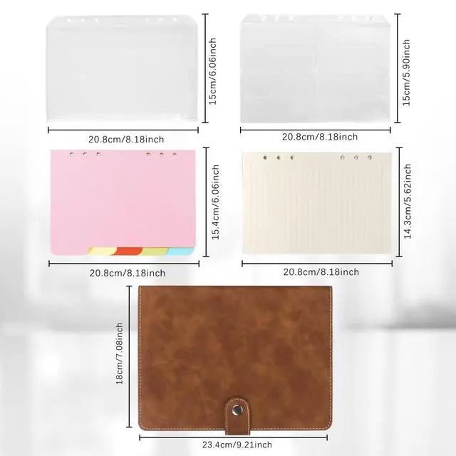Alt view image 2 of 5 - A5 Binder Refillable Planner Notebook 6 Ring PU Leather Binder Journal with Pockets, Dividers, Refill Paper Brown