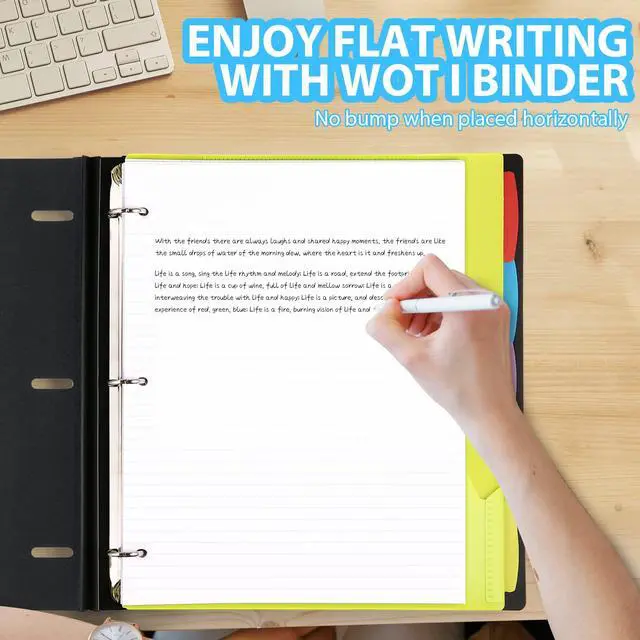 Alt view image 3 of 6 - Pack Telescoping 3 Ring Binder Notebook - Customizable Cover, 5 Dividers & Pocket Folder in One Slim Organizer (60 Sheets Included), Black
