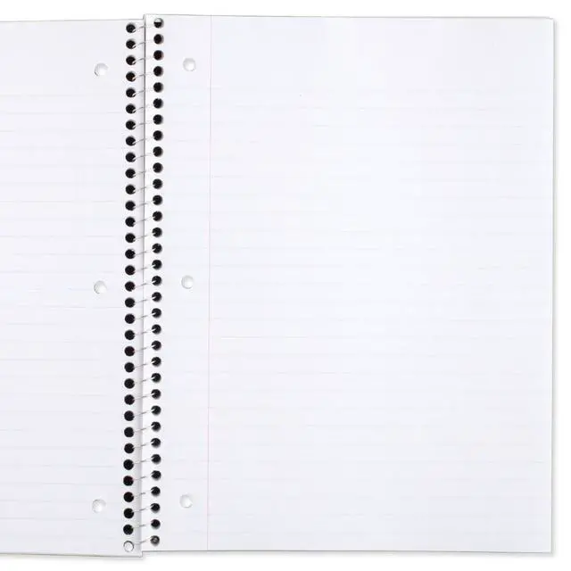 Alt view image 2 of 6 - Spiral Notebook, 6 Pack, 1 Subject, Wide Ruled Paper, 7-1/2" x 10-1/2", 70 Sheets per Notebook, Colors Will Vary (930201-ECM25)