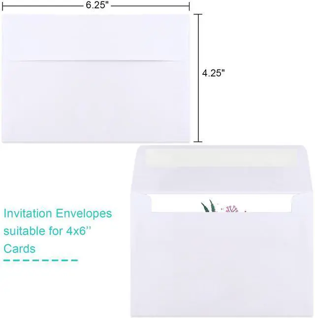 Alt view image 2 of 7 - 70 Packs A4 Envelopes, White, 4x6 Photo, Self Seal for Invitations, Weddings, Baby Shower, Photos, Postcards, Greeting Cards, Mailing