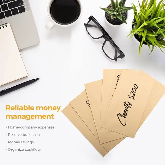 Alt view image 4 of 7 - 100 PACK Brown Cash Envelopes 3 1/2 x 6 1/2 for Budgeting, Small Kraft Money Envelopes Self Adhesive for Cash, Coins, Check, Seeds, Money Savings Challenges