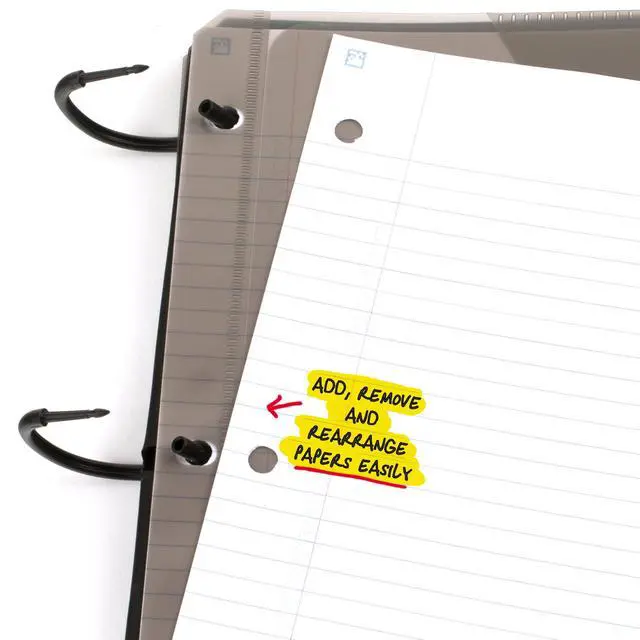 Alt view image 4 of 7 - Flex Refillable Notebook + Study App, College Ruled Paper and 1 Inch TechLock Ring Binder with Pockets, Tabs and Dividers, 200 Sheet Capacity, Black (29328AA2)