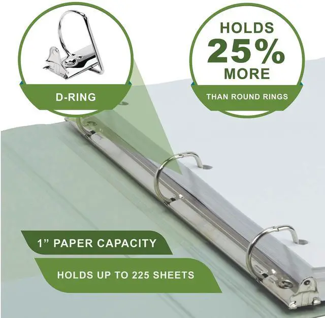 Alt view image 5 of 7 - Plant Based Durable D-Ring Binders 1 Inch 3 Ring Binder with 225 Sheet Capacity, Eco Friendly School and Office Supplies (4-Pack, Boho)