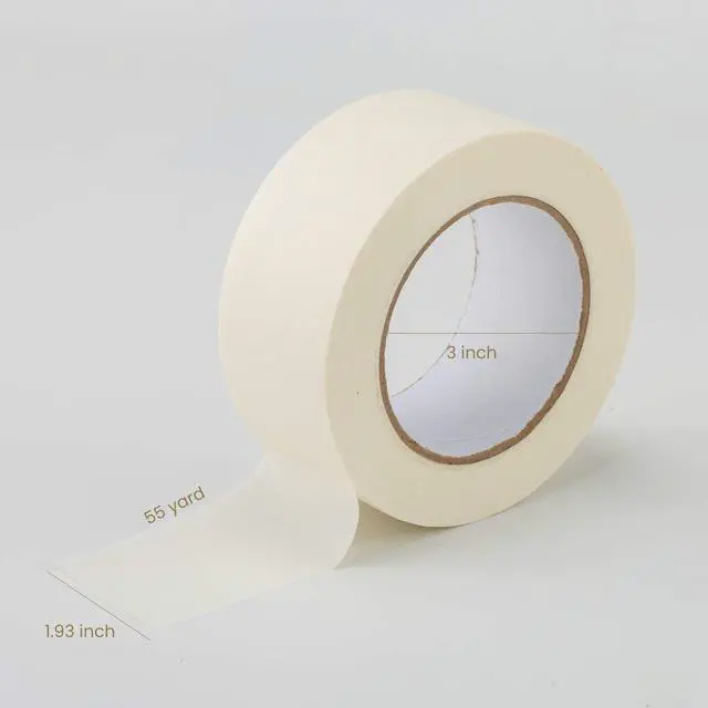Alt view image 6 of 7 - Wide Masking Tape 2 inches, 1pc General Purpose Beige Masking Tape White Masking Paper, 1.95 inches x 55 Yards
