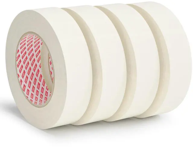 Main image of Masking Tape 1 Inch x 55 Yards 4 Rolls (220 Yards Total), Strong Adhesive, Easy Tear, Clean Removal Painters Tape for Painting, Labeling, Crafts, Home & Office, White