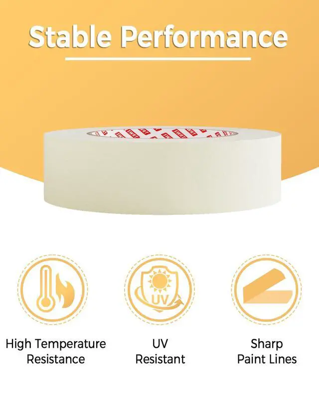 Alt view image 3 of 7 - Masking Tape 1 Inch x 55 Yards 4 Rolls (220 Yards Total), Strong Adhesive, Easy Tear, Clean Removal Painters Tape for Painting, Labeling, Crafts, Home & Office, White