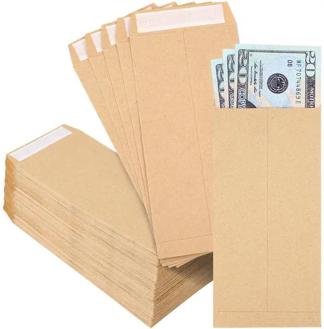 Main image of 120 PCS Money Envelopes for Cash Kraft Paper, 6.5x3.2 Small Cash Envelopes for Self-Adhesive, Money Saving Challenge Coin Envelopes for Coin, Check, Budget, Small Item Organizer