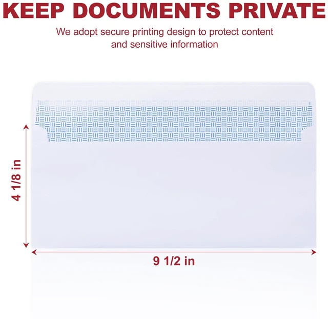 Alt view image 2 of 7 - No. 10 Business Envelopes (Pack of 60) Self-Seal, No-Window, Security-Tinted, 4-1/8 x 9-1/2 Inches, White 24lb Paper